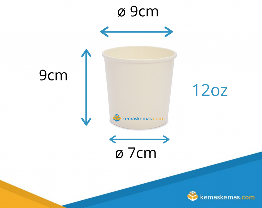 White Paper Cup 12oz + Lid penutup / Food Grade Soup Cup + Lid ...